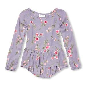 🌸4 for $16🌸 Girls Purple Floral Peplum Top